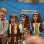 Kids dressed up in Christmas Nativity Play costumes.