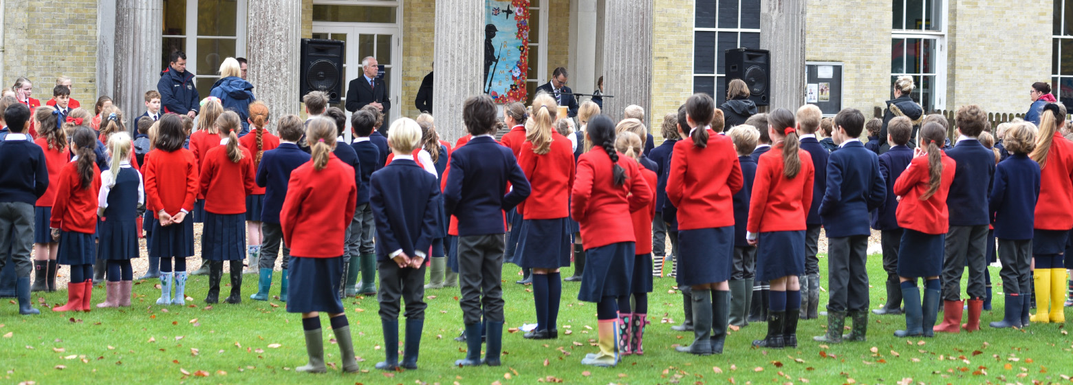 Students stood outside in the school grounds