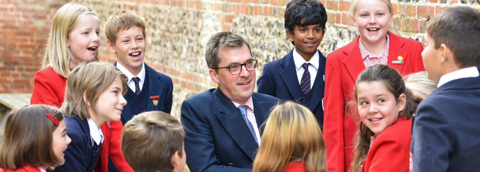 Prince's Mead School children with head master